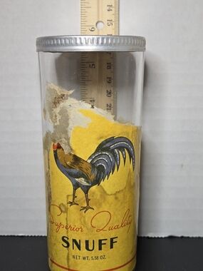 Vintage Rooster Snuff Canister - Yellow Label